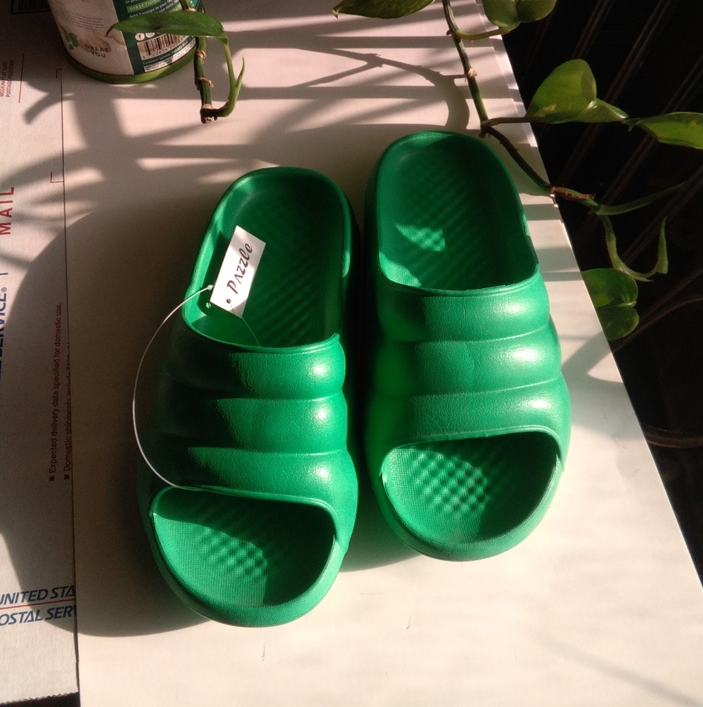 Casual Green Slide Sandals